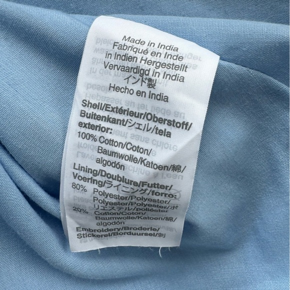 J. Crew Eyelet Dress Blue Size 10 Sleeveless Button Down Lined Mini Shirtdress - Picture 13 of 13